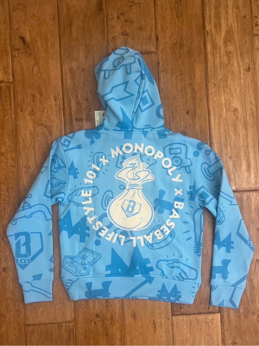 Monopoly x Baseball Lifestyle Kids' Light Blue Graphic Hoodie